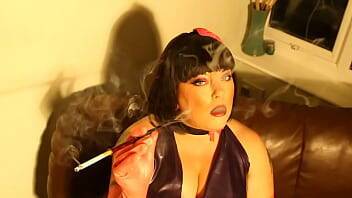 Latex Clad BBW Tina Snua Smoking A Cork Cigarette In A Long Holder - Glove Fetish - Britain on girlsporntube.one