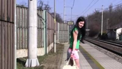 Teen and big monster Masturbating at the train station on girlsporntube.one