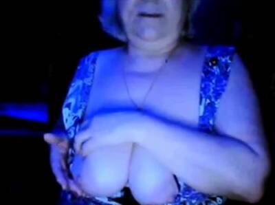 Hot granny flashing her big tits of her husband hidden - Russia on girlsporntube.one