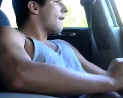 Str8 hot young jock jerks in his car on girlsporntube.one