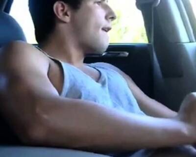 Str8 hot young jock jerks in his car on girlsporntube.one