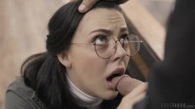 Nerdy in glasses Whitney Wright is fucked by hot tattooed man Derrick Pierce on girlsporntube.one