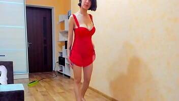 Myla Angel's Hot striptease in red dress and sportwear! on girlsporntube.one