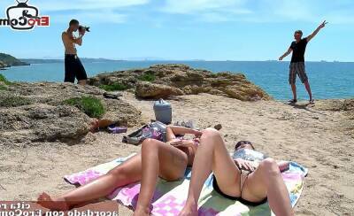 Spanish latina couples foursome at the beach - Spain on girlsporntube.one