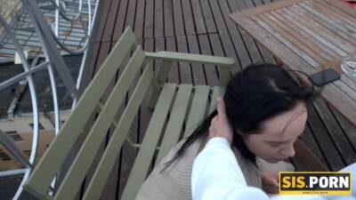 SISPORN. Guy catches stepsister smoking and fuck her into quick sex on girlsporntube.one