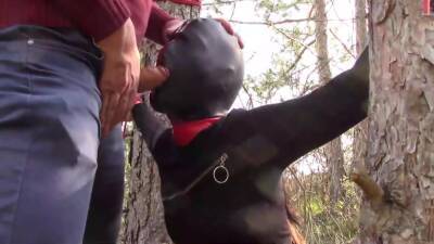 Tied To A Tree, Masked And Outdoor Deepthroat With No Mercy on girlsporntube.one