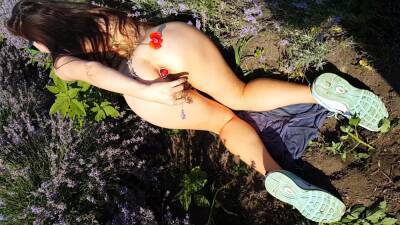 In Lavender Field # Pee On Flowers # Butt Plug Flashing In Nature on girlsporntube.one