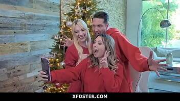 Cute Adopted Daughter Joins Her Foster Parents For Christmas Fuck on girlsporntube.one