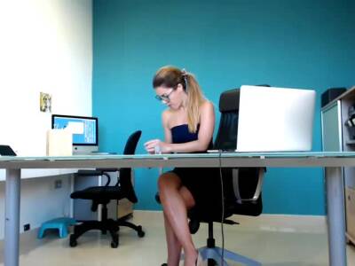 Office Webcam Show on girlsporntube.one