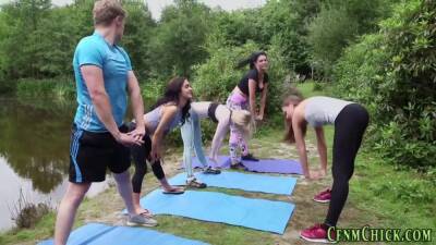 Clothed yoga brits outside stroke and suck - Britain on girlsporntube.one