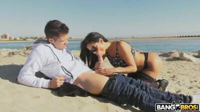 Unforgettable sex on the beach with curvaceous Latina Canela Skin on girlsporntube.one