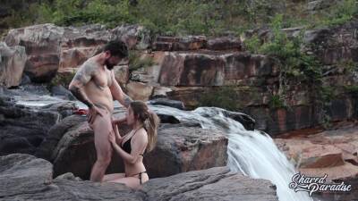 Blonde With Big Natural Breasts Makes Risky Public Sex In A Public Waterfall on girlsporntube.one