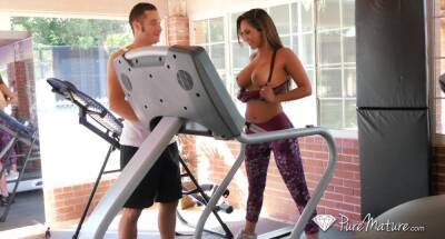 Sport milf Reena Sky gets intimate with her handsome fitness instructor on girlsporntube.one