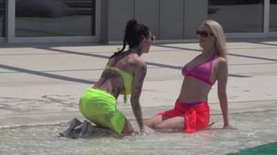 FFM threesome with wife Kelly Stafford and her friend Megan Inky on girlsporntube.one