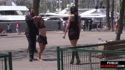 Humiliated european public nudity and kinky spanking on girlsporntube.one