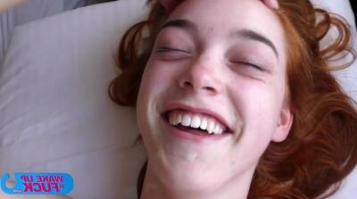 Slender redhead teen fucked by 2 horny old guys in bed on girlsporntube.one