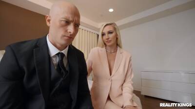 Bald dude takes good care of blonde's puffy cunt on girlsporntube.one