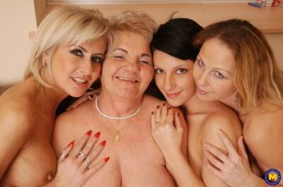 Lesbian porn with granny in hot foursome on girlsporntube.one