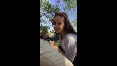 Girl gives head in the middle of a hike on girlsporntube.one
