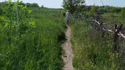 Chubby blonde is sucking a rock hard dick in the nature, before getting stuffed with it on girlsporntube.one