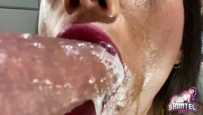 Extreme Close Up Sloppy Deepthroat! Gulping Cum Down My Throat! ASMR PAWG on girlsporntube.one