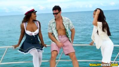 Ebony sailor woman Skylar Nicole gets her pussy rammed on the yacht on girlsporntube.one