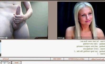 Stunning CFNM blonde watches naked guy cum on webcam on girlsporntube.one