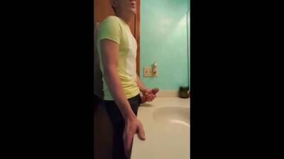 Straight hunk with fat dick jerks off in bathroom on girlsporntube.one