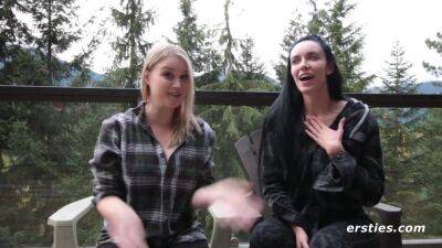 Lesbian Couple Enjoy Far Away Sex - Blonde and brunette flirting outdoors - Germany on girlsporntube.one