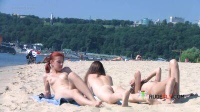 Wicked young nudist enjoys being topless at the beach on girlsporntube.one