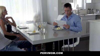 PervMom Horny Blonde Milf Jerks Stepson At Table on girlsporntube.one