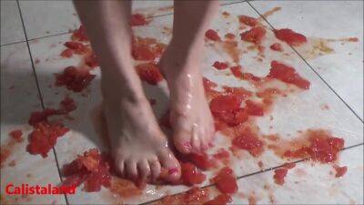 Several Tomatoes Are Crushed Under My Wonderful Bare Feet on girlsporntube.one