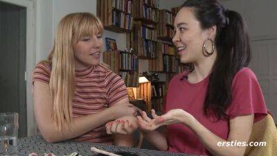 Amateur Lesbian Babes Play With the Magic Wand - Lesbian porn interview on girlsporntube.one