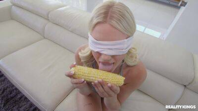 Blind folded blonde takes the big tool in both her juicy holes on girlsporntube.one