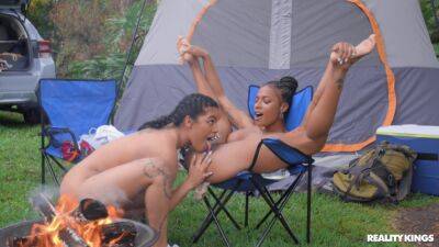 Dashing young ebony dolls turn camping trip into sexual fantasy on girlsporntube.one