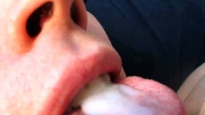 Swallowing a hot load of gooey cum on girlsporntube.one