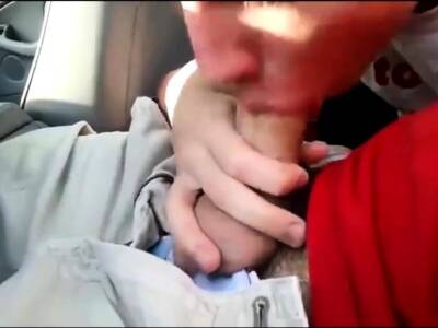 Young twink sucks dick in car and swallows on girlsporntube.one