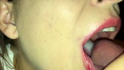 Homemade cum on tongue and swallow on girlsporntube.one