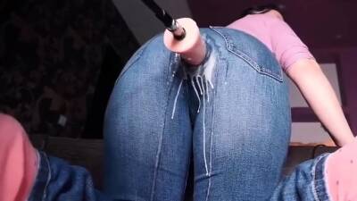 Creamy Squirt Dripping from MILF Jeans from Mechanical Dick on girlsporntube.one