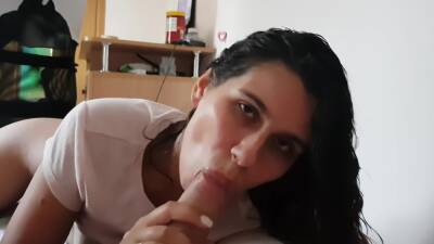 Sexy Brunette Sucks Big Cock Deep And Licks Balls To Cum Hard In Mouth on girlsporntube.one