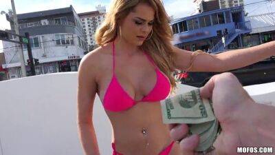 Skyla Novea Bikini Blonde Flashes for Cash on girlsporntube.one