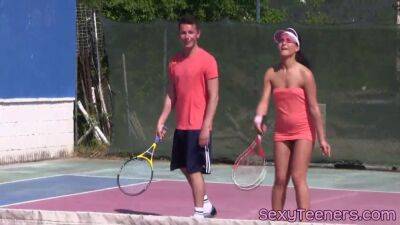 Fourway teens pussyfucked on tennis court on girlsporntube.one