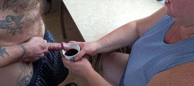 He cums in my coffee glass after jerking off - Russia on girlsporntube.one