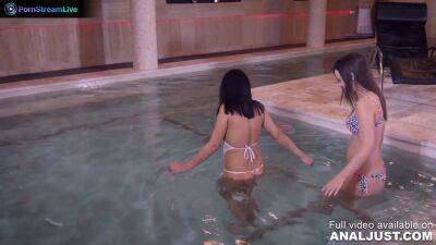 Aida Sweet and her best friend awesome threesome sex at the pool on girlsporntube.one