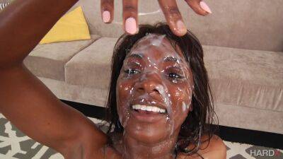 Best facial for this skinny ebony during her first gangbang special on girlsporntube.one