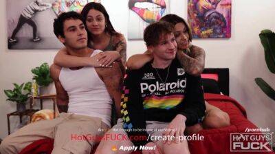 Busty Tattooed Latina Shows New Hunk How To Fuck! - swingers swapping in foursome on girlsporntube.one