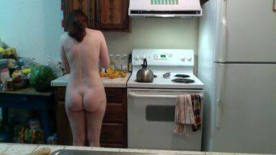 Juicy Babe With Squeezable Cheeks Squeezes Some Oj Naked In The Kitchen Episode 30 on girlsporntube.one