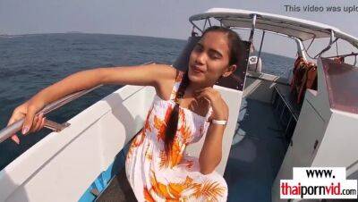 Skinny amateur Thai teen Cherry fucked on a boat outdoor in doggystyle - Thailand on girlsporntube.one