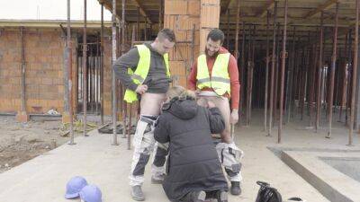 Big ass blonde woman gets intimate with two workers on girlsporntube.one