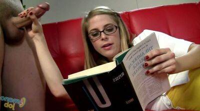 Handjob with slutty Penny Pax - Bookworm Beatoff - facial cumshot on girlsporntube.one